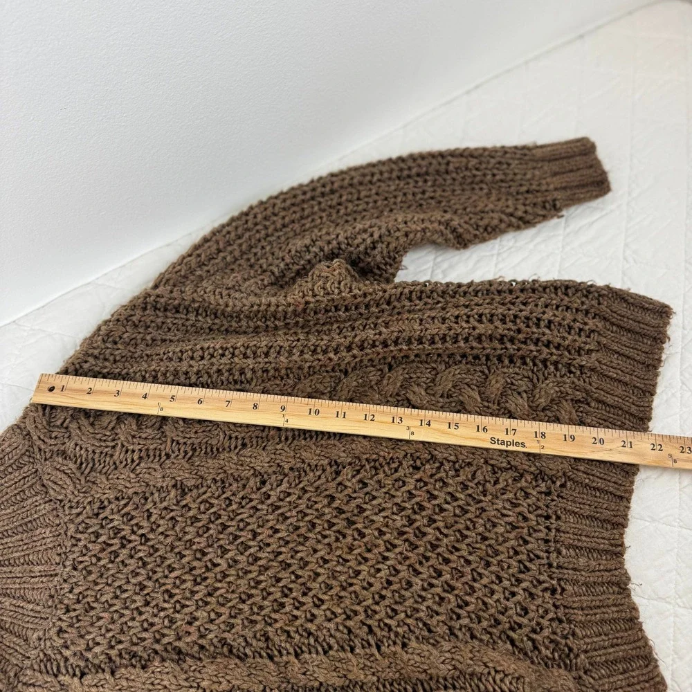 Universal Thread Chunky Brown Cable Knit Mock Neck‎ Sweater Size M Fisherman